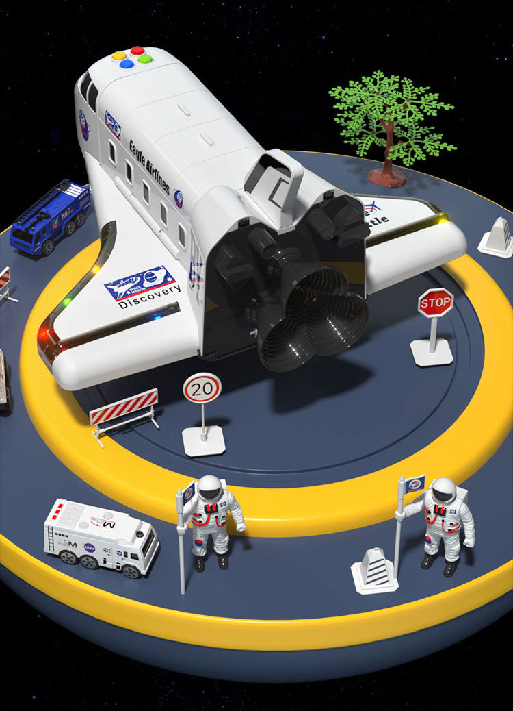 New storage, transformable track, space shuttle, educational and early story machine, light and music, aircraft model toy, Huaixing 7788 pic 6