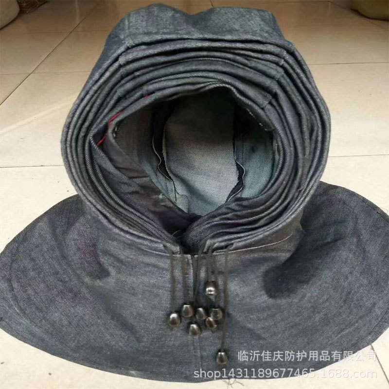 Wholesale of lace-up sun hats, head protectors, construction site labor protection, drawstring head protectors, and denim shawl hats from the manufacturer pic 3