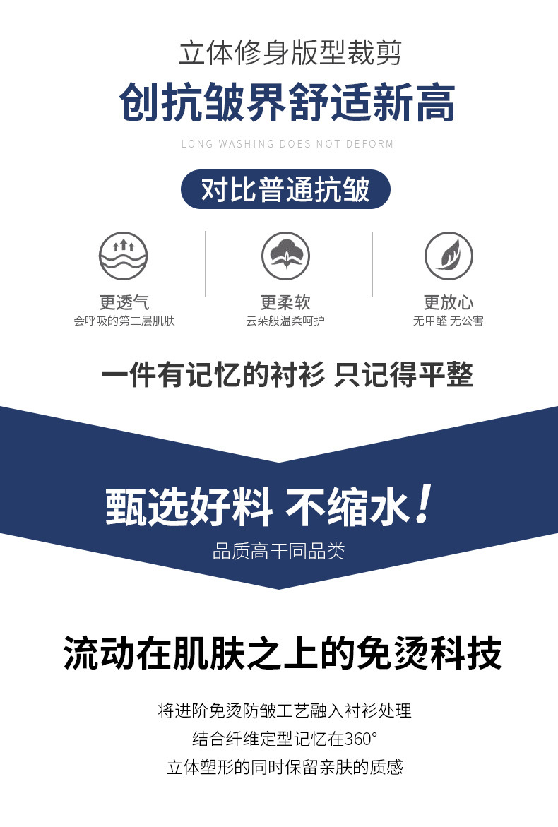亚马逊跨境外贸男装商务休闲弹力丝滑男士衬衣长袖免烫素色衬衫男详情6