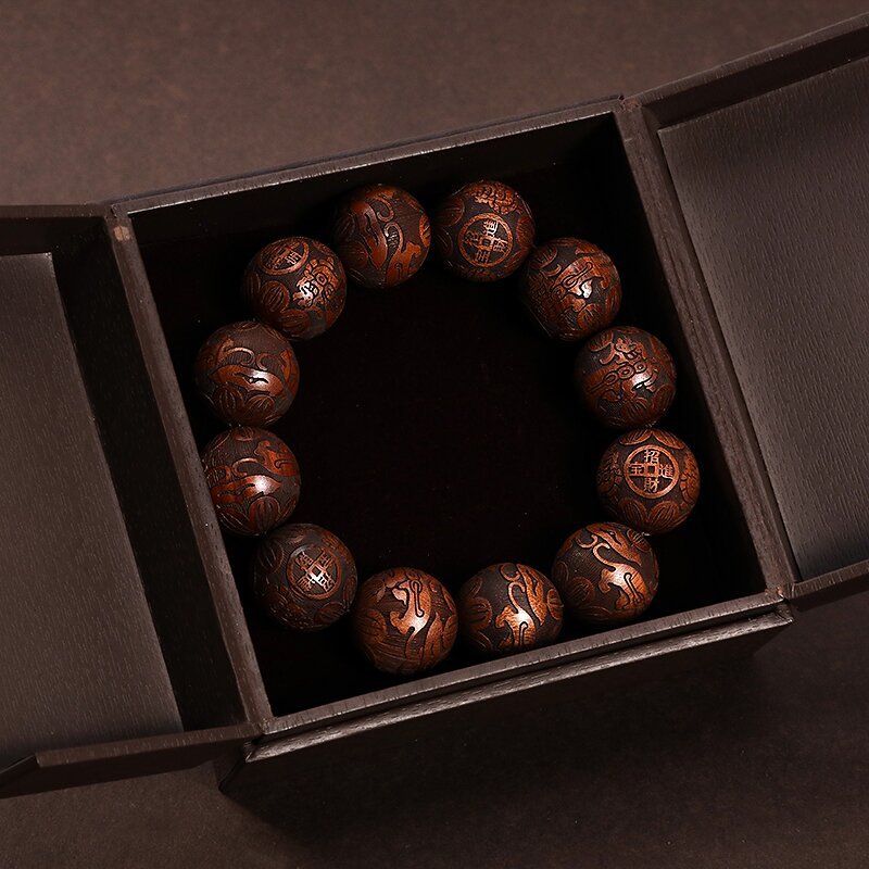 国潮-小叶紫檀雕刻生肖太极佛珠手串手链文玩念珠详情3