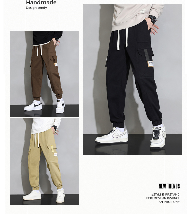 Pantalones de carga hombres 2023 nuevo otoño marca de moda juvenil holgada versátil pies de túnica para hombres tamaño grande pantalones casuales para hombres pic 14