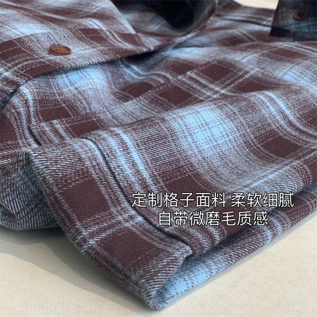 A retro, fashionable, loose and slimming mid-length brushed checked shirt for women in spring, new F090225 pic 6