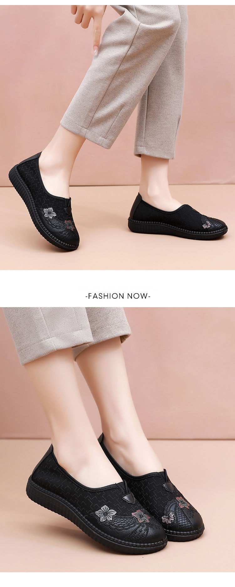 Old Beijing cloth shoes, single shoes for women, Spring Festival elderly mothers, round toe loose flat shoes, breathable and anti-slip soft-soled grandma shoes pic 13