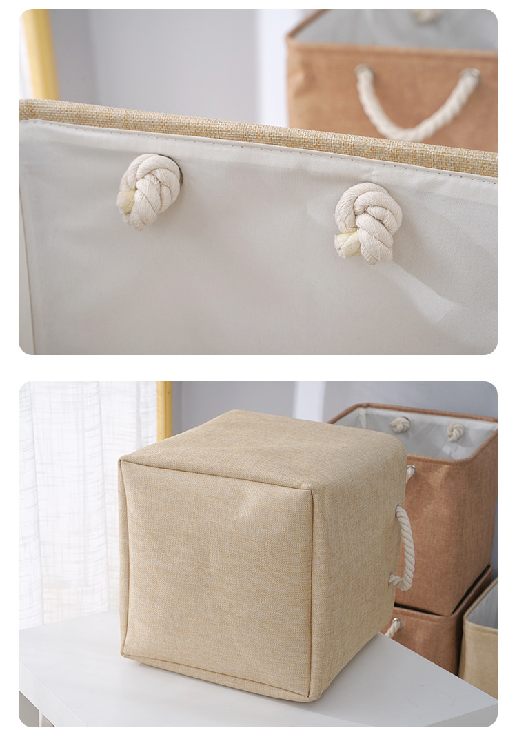 Linen storage basket, hand-held large-capacity storage basket, foldable skin care products, miscellaneous storage box, cross-border supply pic 9