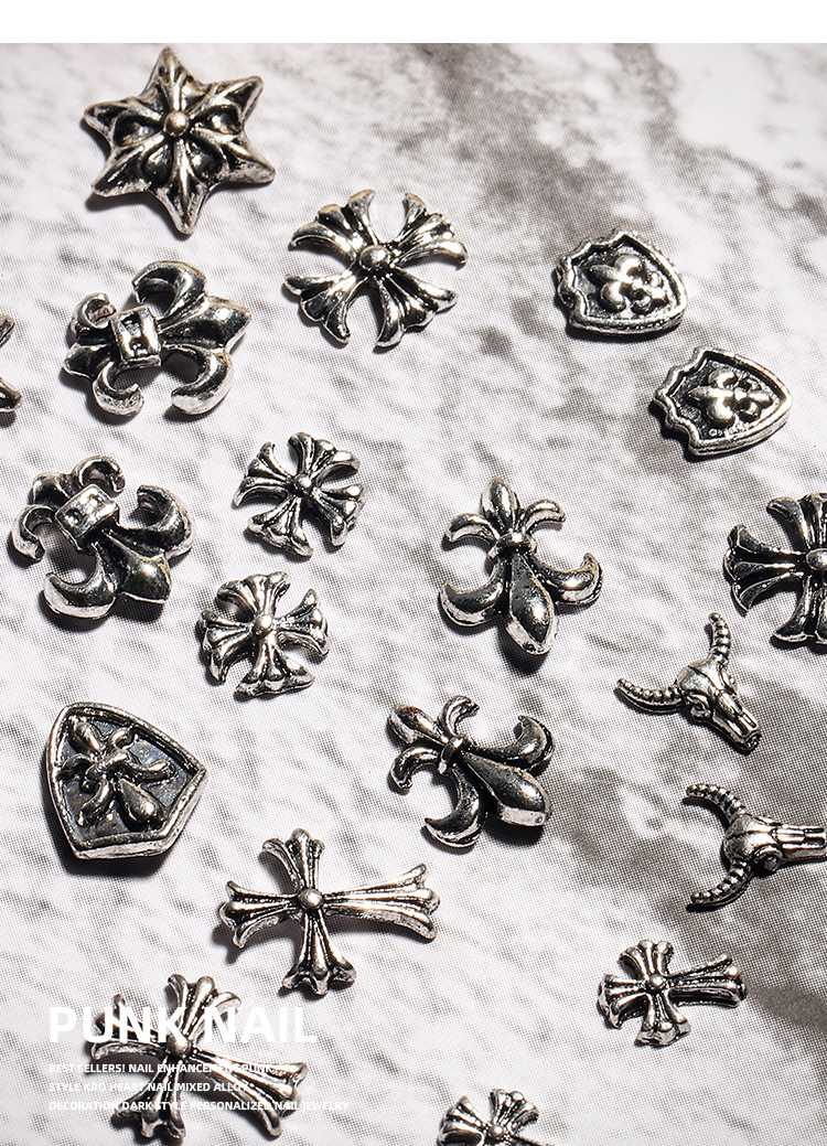 50 pieces of the popular punk, dark and metallic gray mixed style nail art accessories from the super A-list Internet celebrity Kluo Xin pic 9