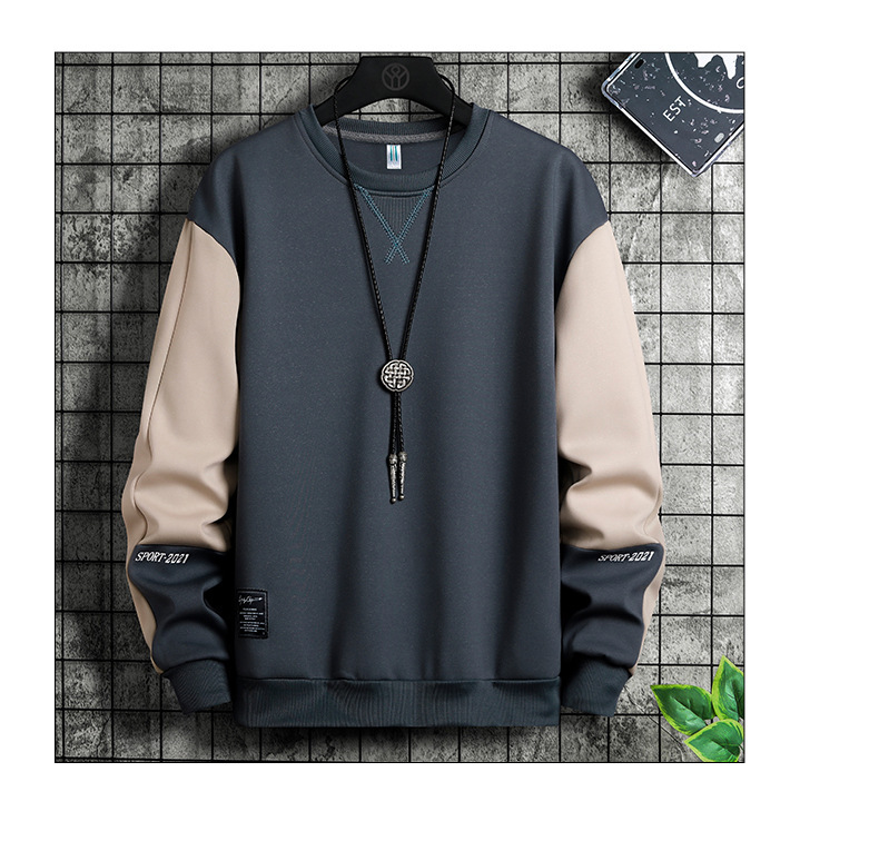 男士卫衣韩版潮流春秋季ins圆领宽松大码长袖T恤男青少年加绒上衣详情33