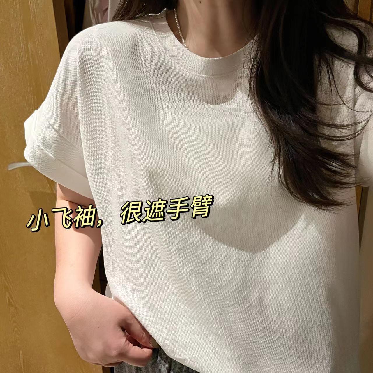 小飞袖短袖t恤女春夏打底衫简约圆领宽松显瘦纯色休闲棉质上衣服详情8
