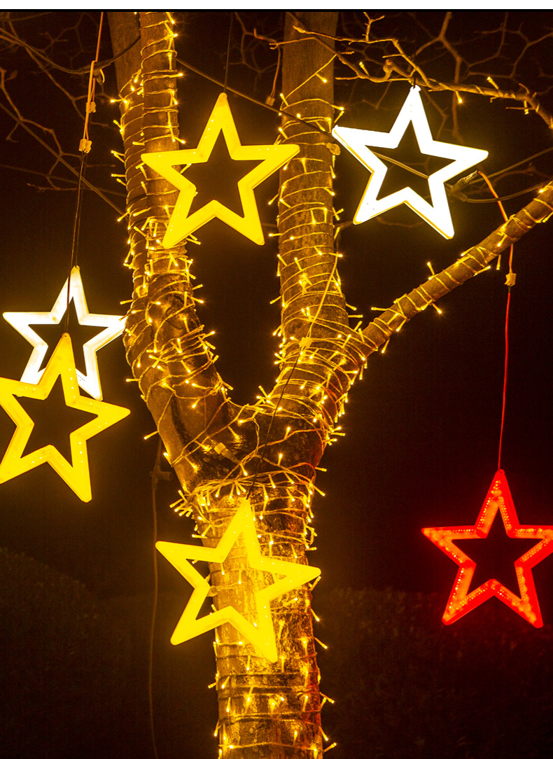 New atmosphere hanging tree lights, five-pointed star pendants, starry sky garden lights, outdoor waterproof light strings, Christmas decorative lights pic 5