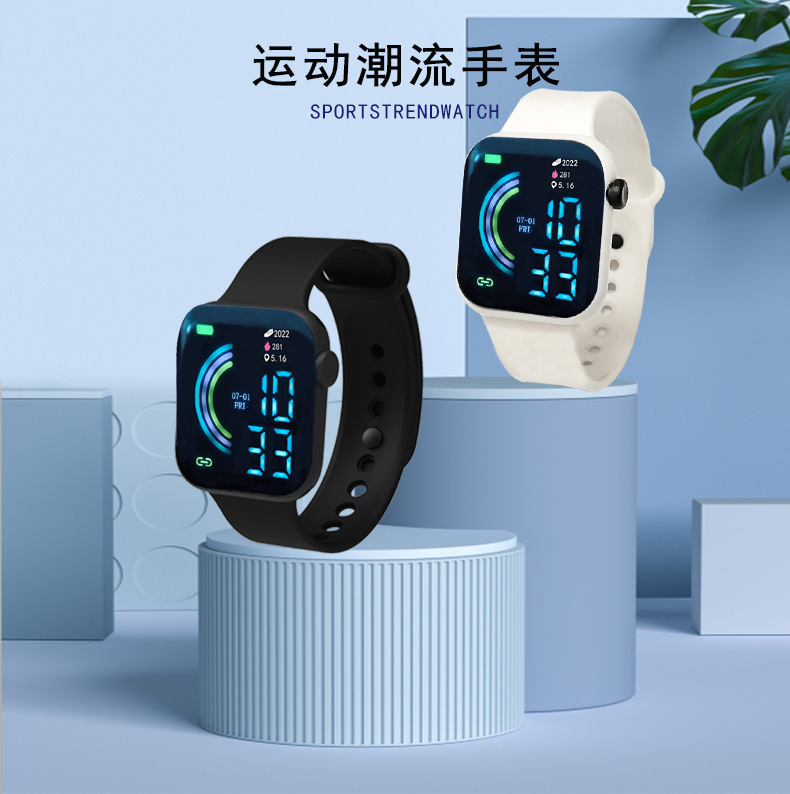 LED rainbow watch, LED electronic watch Y1 square large screen, student, children, couple, sports led watch pic 1