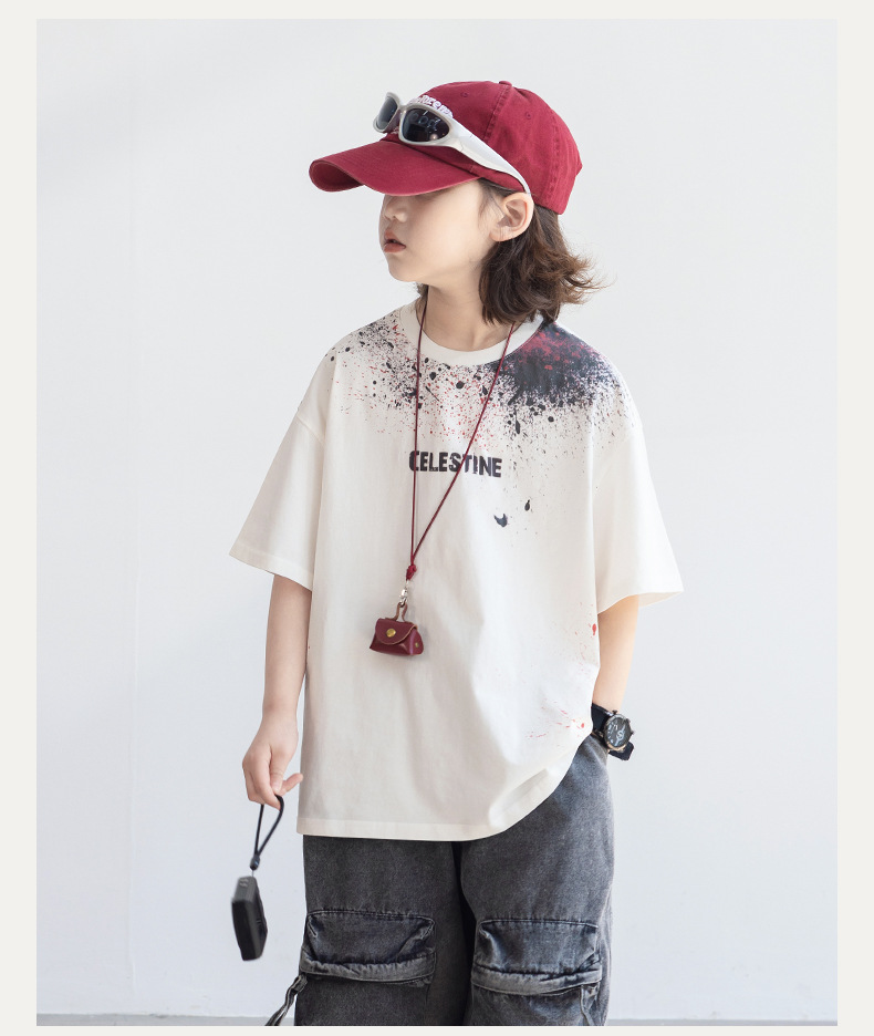 男童短袖t恤夏装2025新款中大儿童夏季半袖纯体恤男孩上衣洋气T潮详情7