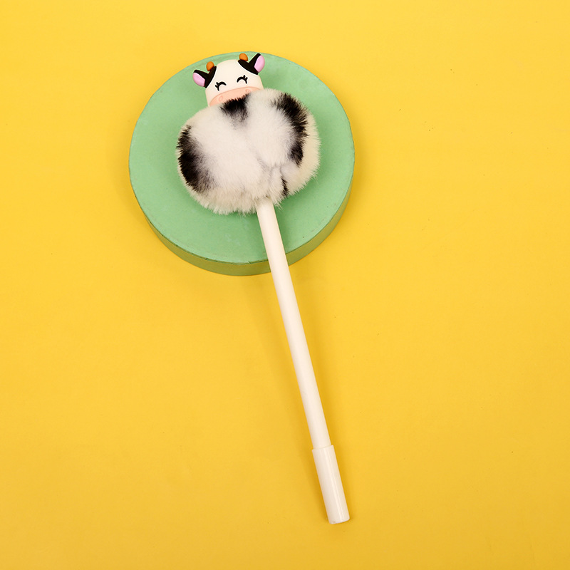 Zhongfan zf2278 Cow Press Gel Pen, Office Stationery, fluffy Ballpoint pen, student exam Cow Gel Pen pic 2