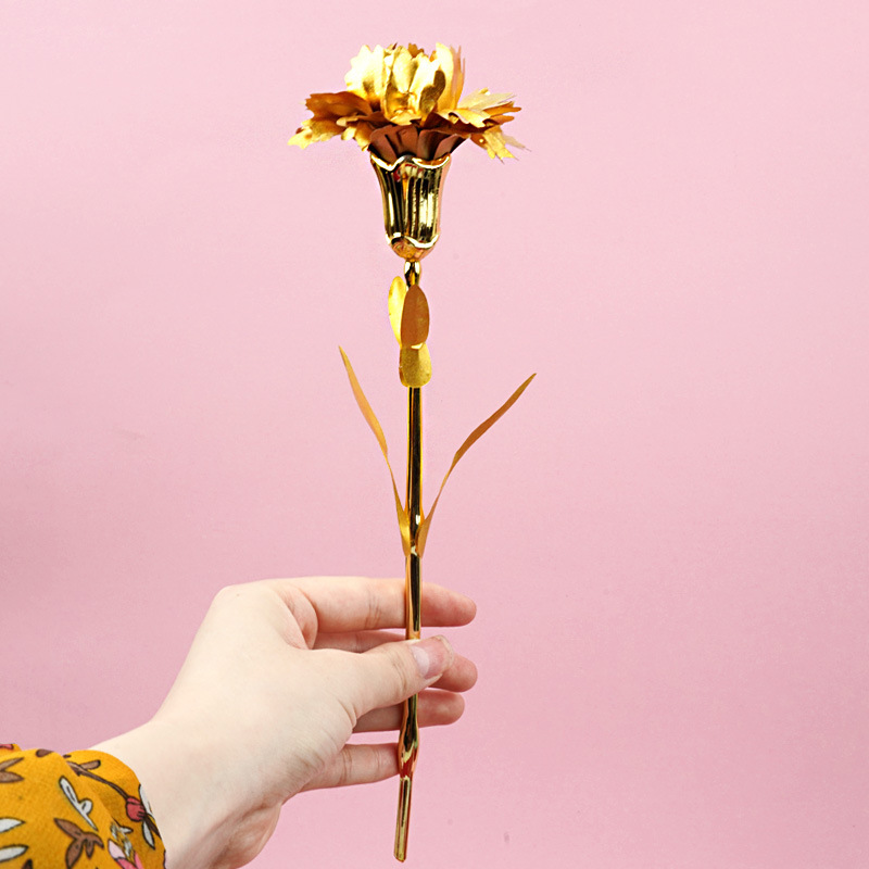 情人节24K彩金金箔玫瑰康乃馨 圣诞节玫瑰带礼盒活动赠品批发母亲节礼品详情18