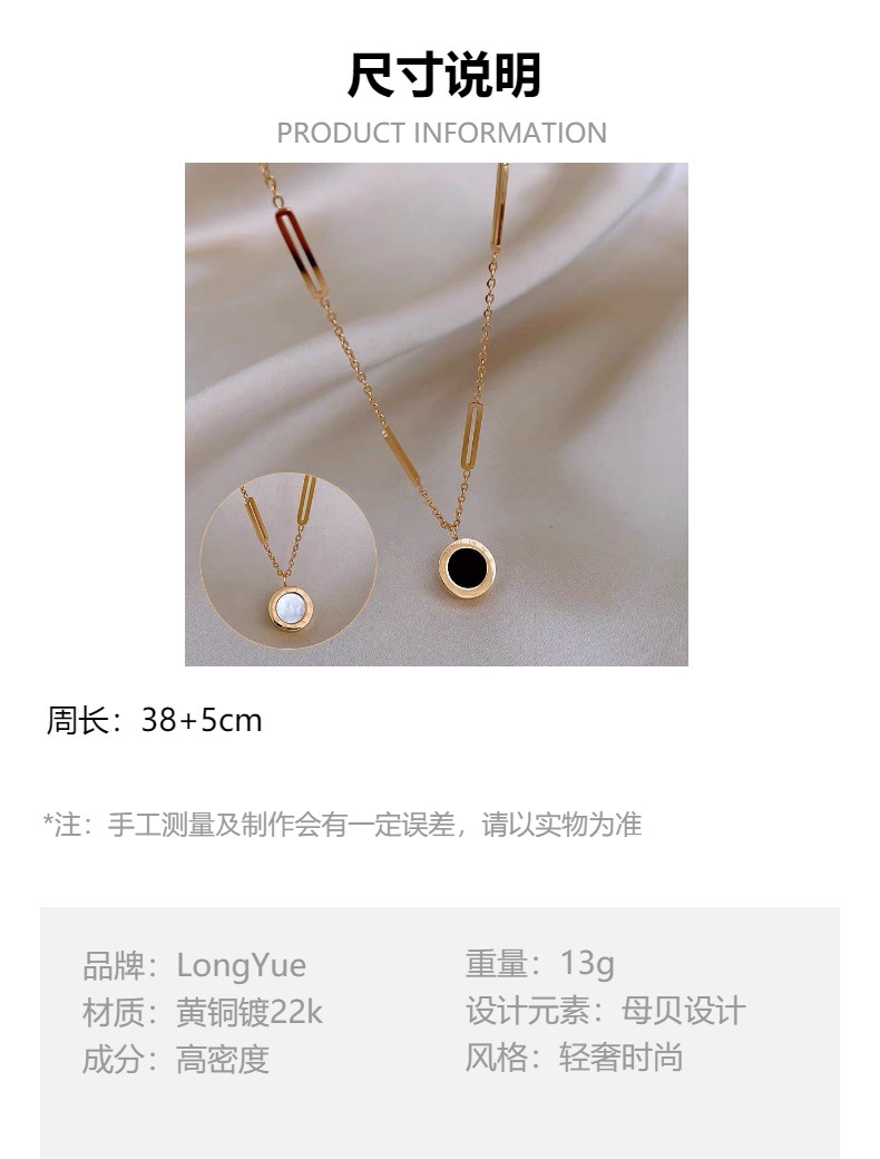 Gold brick titanium steel necklace for women, light luxury, high-end design sense, niche golden collarbone chain, 2025 new trendy sweater chain pic 3