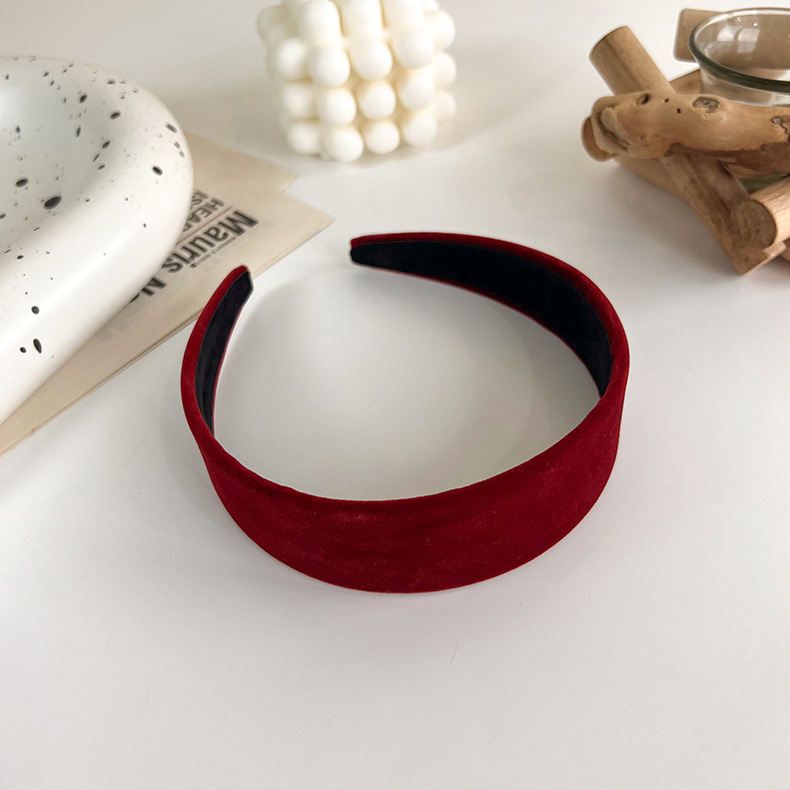 Retro velvet hairband, Japanese-style wine red bow hairpin, elegant wide-brimmed headpiece, top clip, red girlish hair accessory pic 13