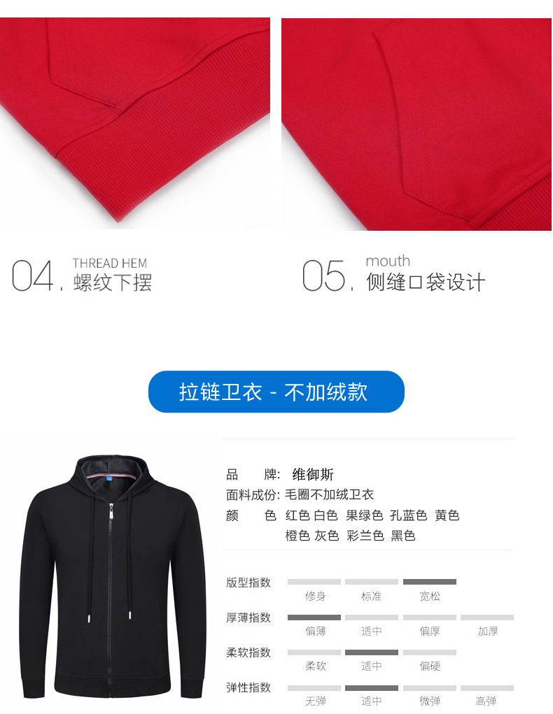 新款男装拉链连帽卫衣企业员工团体服工作服外套毛圈卫衣定制印字详情17
