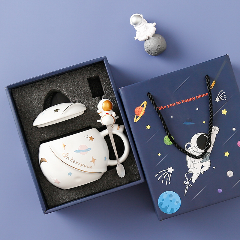 Cartoon rocket Planet mug, creative space astronaut water cup, large-capacity coffee cup gift box, ceramic cup pic 31