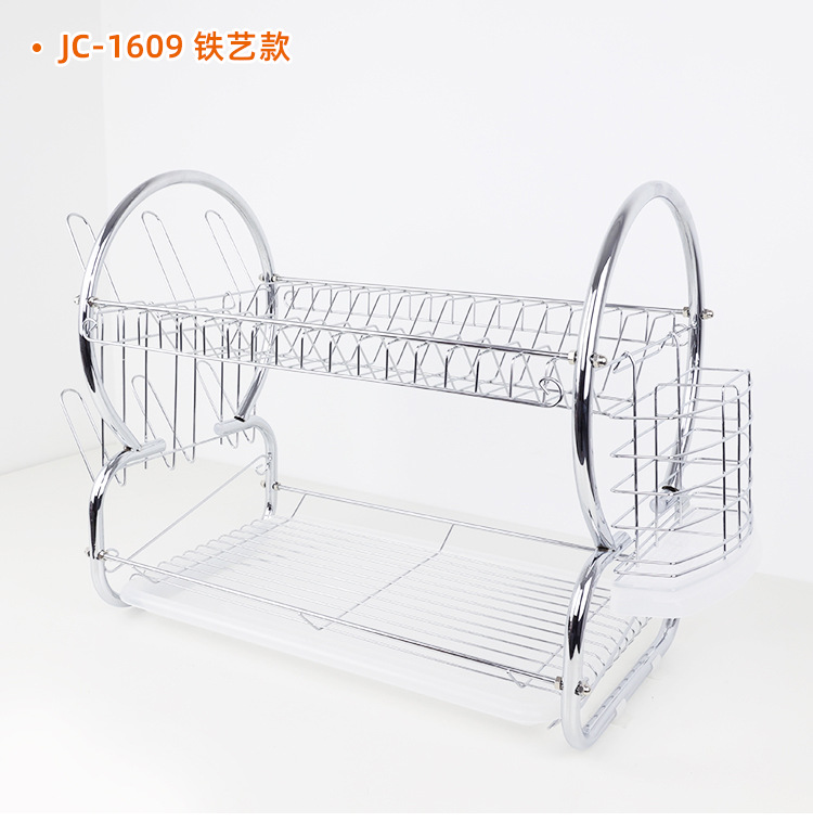 不锈钢碗碟沥水架家用放餐具筷子厨房置物架多功能台面双层收纳架详情22