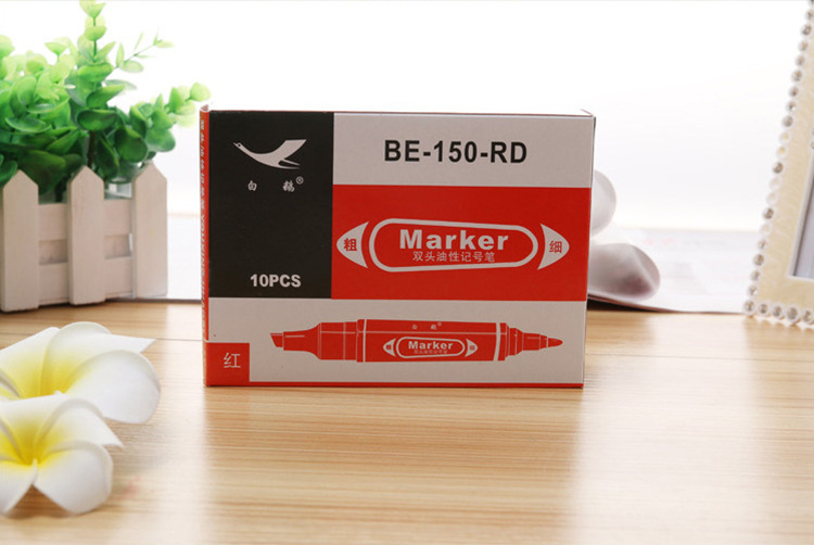 White Goose Quick-drying double-headed marker pen, large black colored outlining pen, large head pen, oil-based marker pen, logistics drawing pic 9