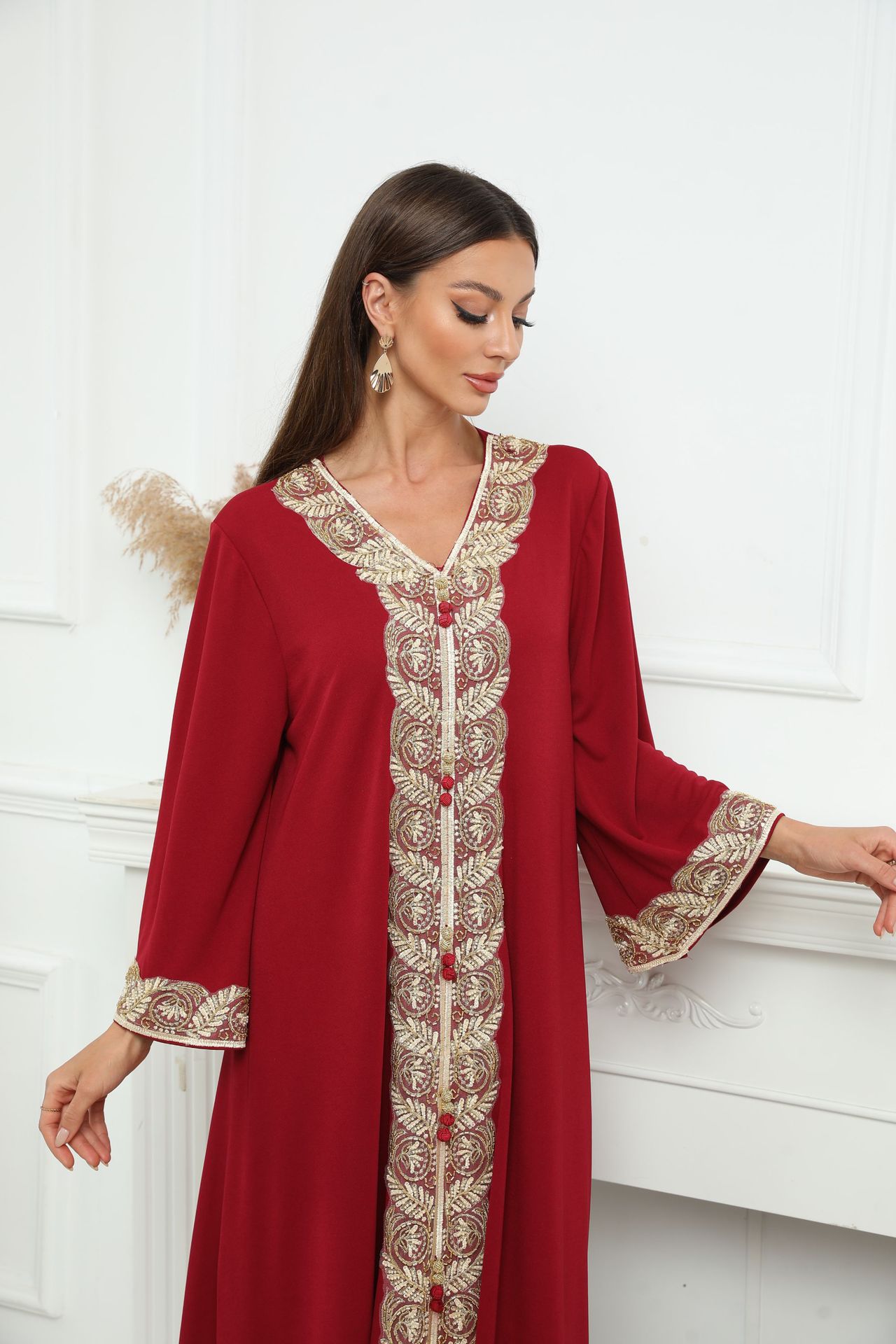 ZD001 abaya外贸电商中东跨境穆斯林女装长袍连衣裙详情7