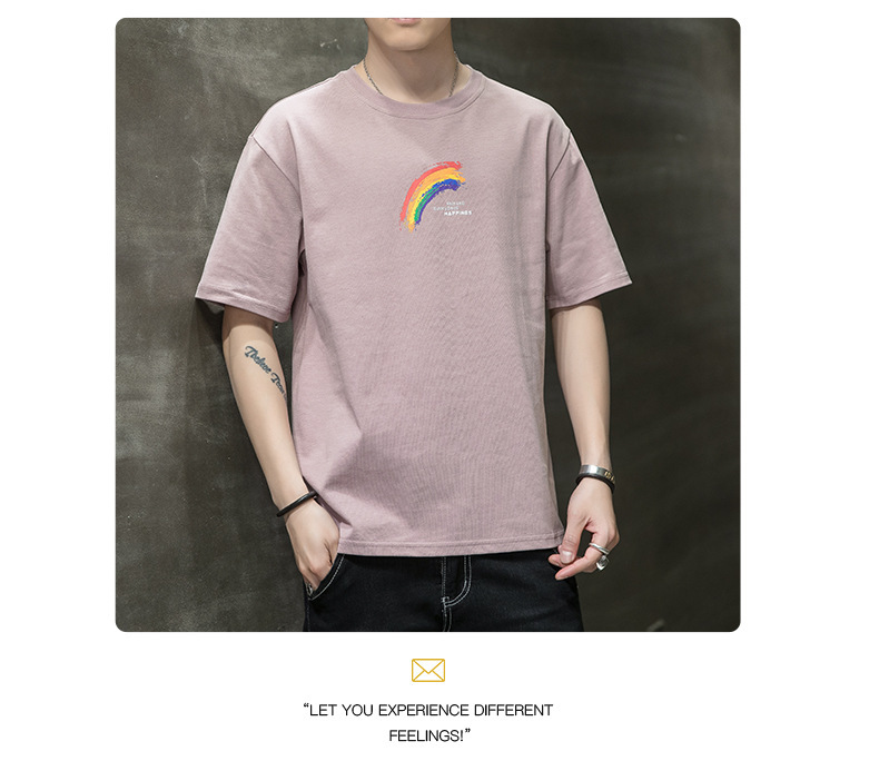 Short-sleeved T-shirt for men, Korean style, summer loose cotton T-shirt, cross-border new style, student bottom layer, half-sleeved shirt pic 91