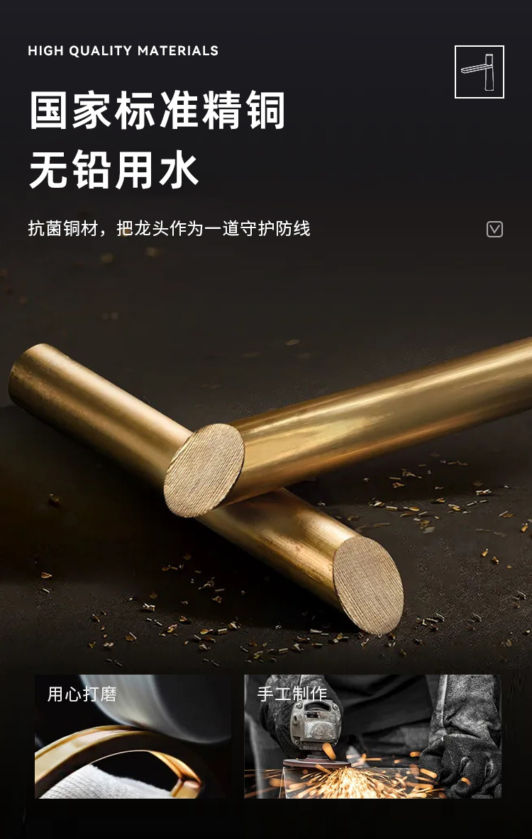 白色面盆水龙头卫生间个性创意浴室枪灰色冷热洗手台上盆龙头黄铜详情5