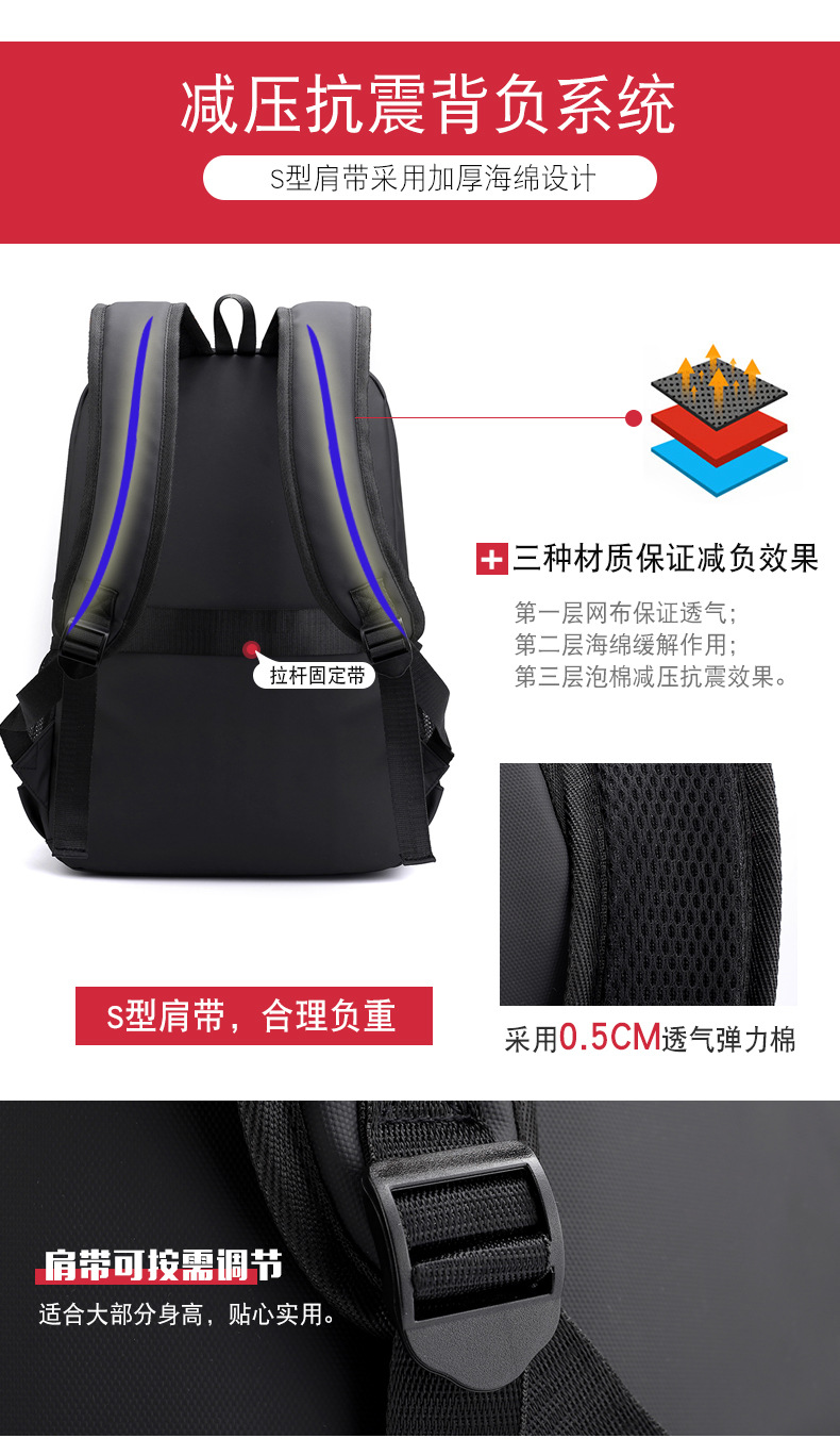 跨境商务双肩包印刷logo干湿分离多功能简约休闲电脑双肩包书包详情10