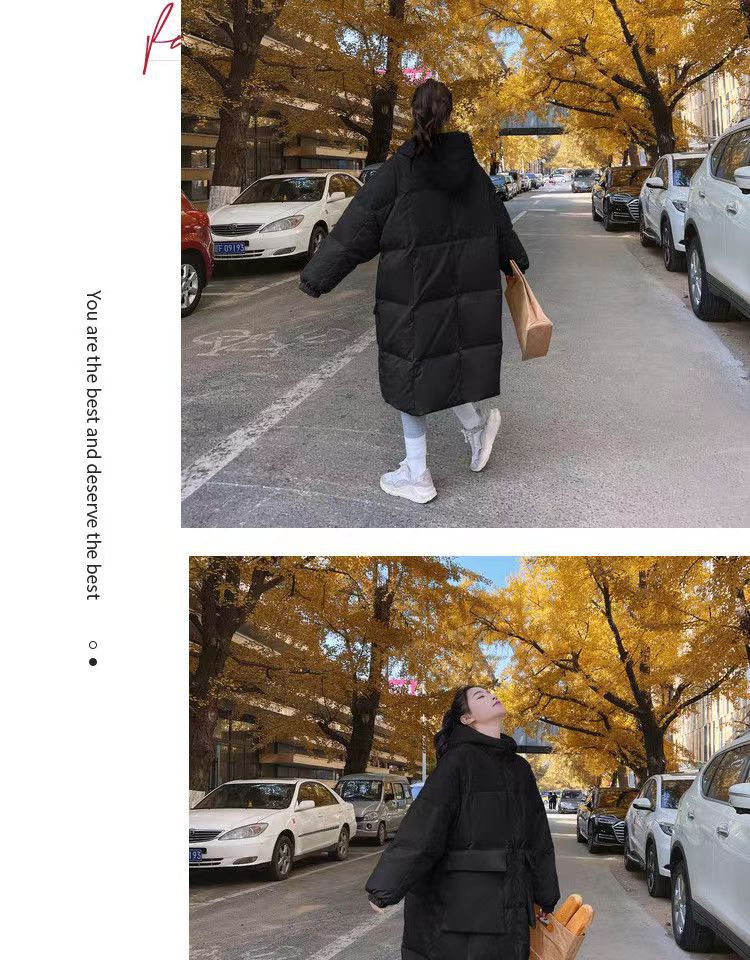 奶黄羽绒棉服女中长款2022冬新款韩版chic面包服宽松加厚棉衣外套详情12