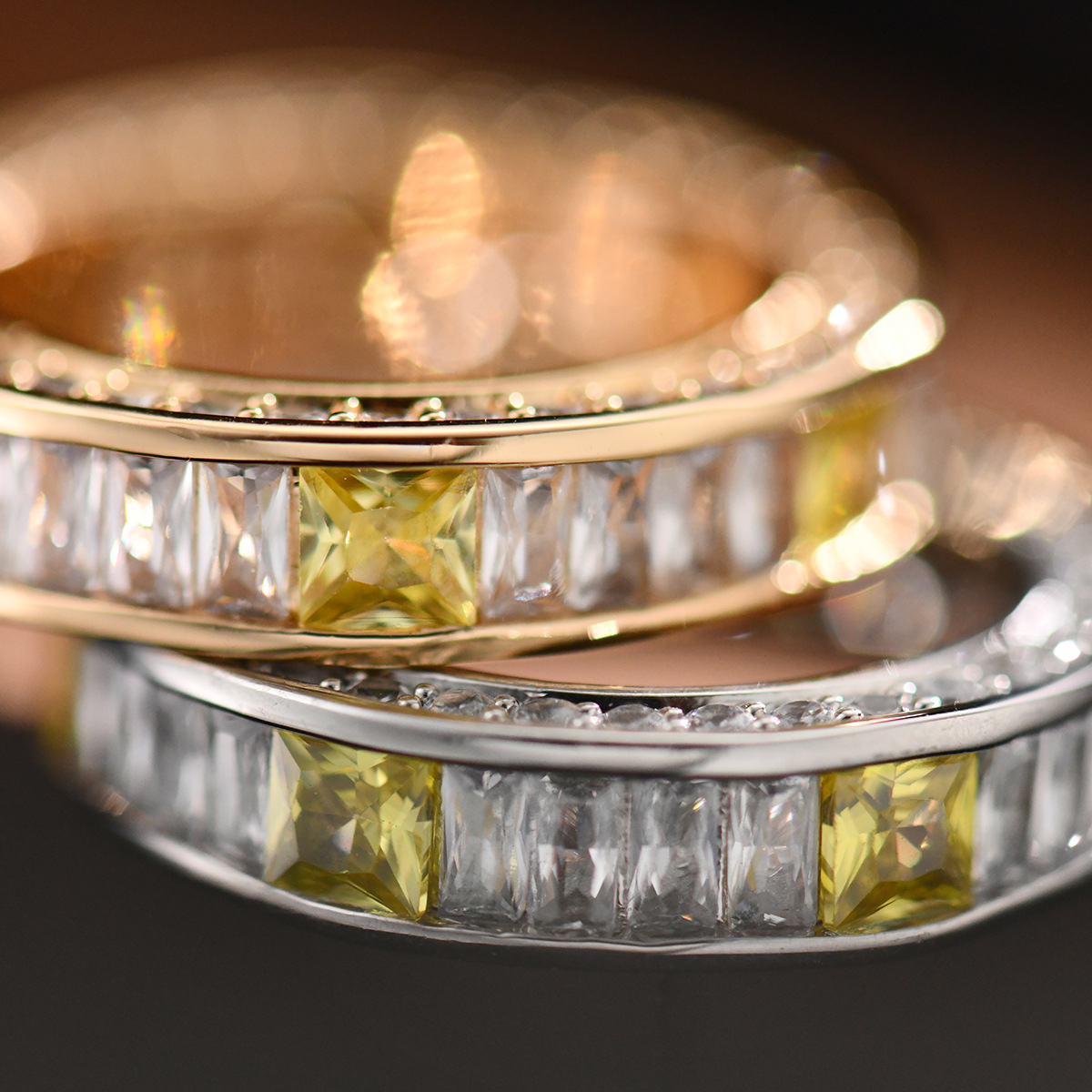 跨进热销厂家批发丝巾扣纯铜镶方锆戒指圈高档真金电镀戒指圈详情7