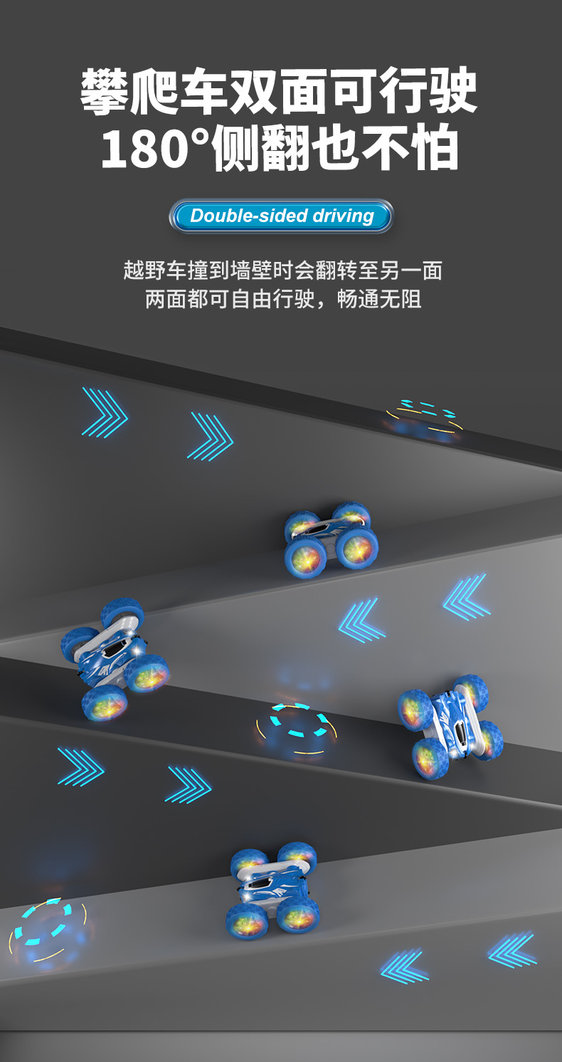 跨境儿童遥控2.4G四驱特技双面车耐摔干扰变形翻斗车玩具厂家直销详情26