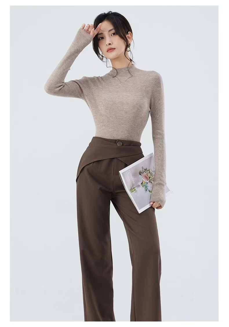 48-count fine-spun wool sweater for women, 100 pure wool seamless one-piece base layer, slim 18-stitch ultra-fine knitted sweater, thin pic 39