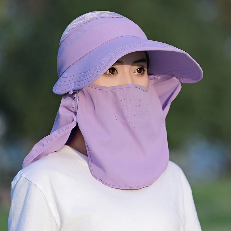 多功能可拆卸遮阳帽子女士夏季大沿防晒沙滩渔夫帽多种戴法采茶帽详情16