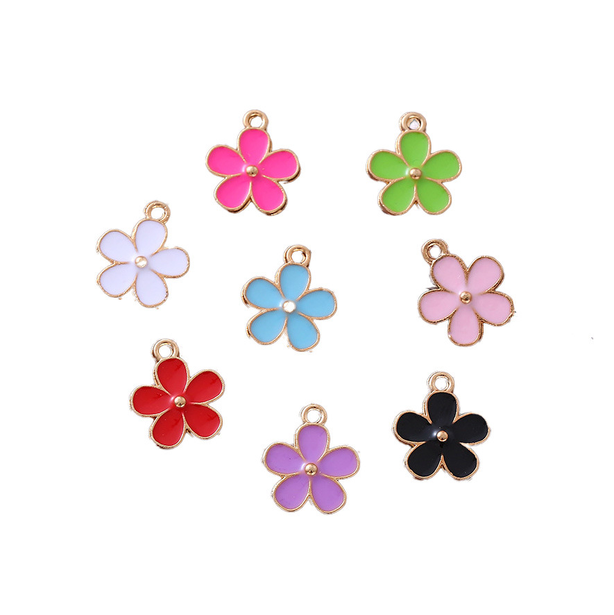 Alloy oil drip accessories, flower daisies, five-petal flowers, diy handcrafted jewelry accessories, earrings, pendants, necklaces, keychains pic 3