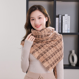 2023韩版长款格子围巾女冬季新款时尚保暖加厚仿羊绒流苏披肩外贸详情27