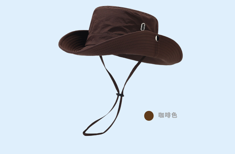 速干渔夫帽户外露营徒步帽抽绳爬山帽子西部牛仔帽男大檐登山帽女详情3