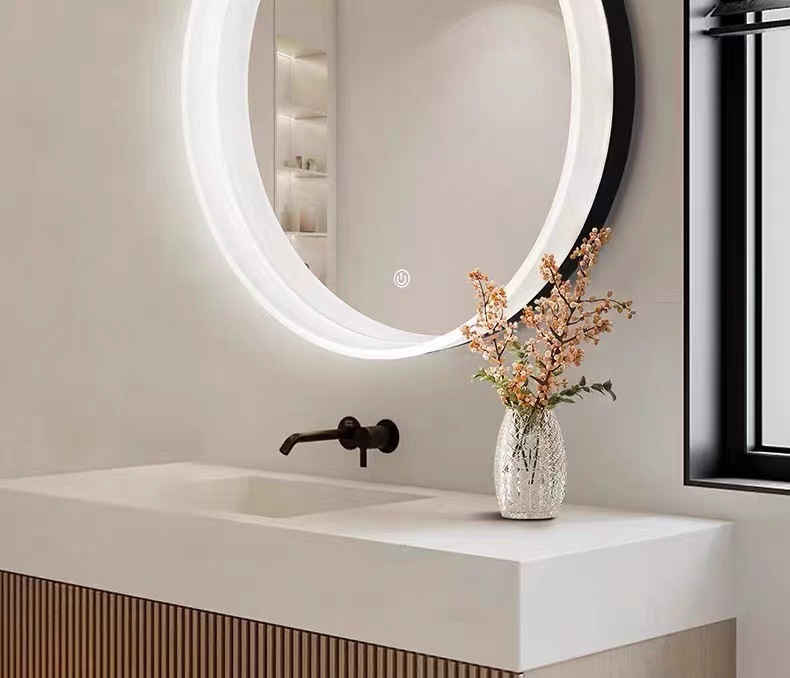 亚克力框智能LED吸顶灯化妆镜 防雾壁挂式卫浤镜 梳妆台专用 圆形设计美观实用浴室镜精品卫浴精品卫浴精品卫浴精品卫浴详情2