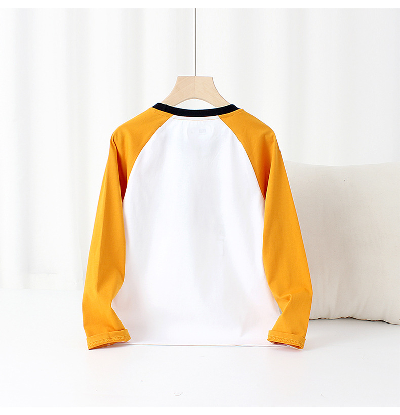 2024春季韩版新款男童长袖T恤 中大童撞色插肩上衣儿童打底衫批发详情53
