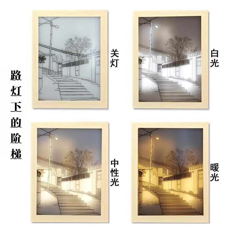 ins灯光画diy阳光画小夜灯床头装饰画卧室灯装饰画发光画批发详情10