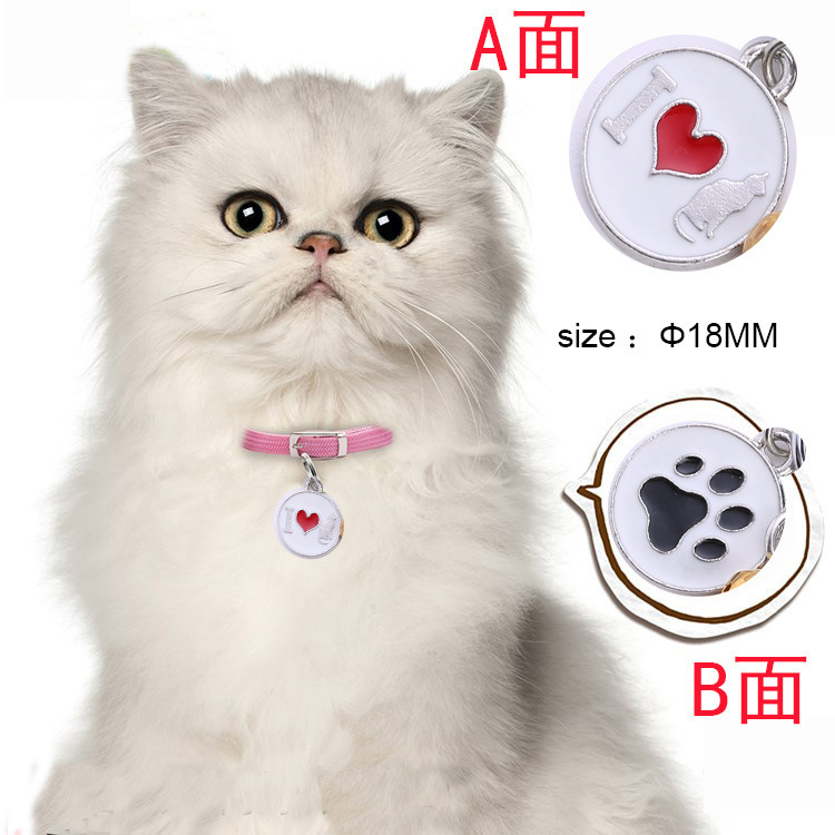 Double-sided round pet collar, tag, cat accessory, dog paw print pendant, engraved anti-loss pet jewelry and accessories pic 3