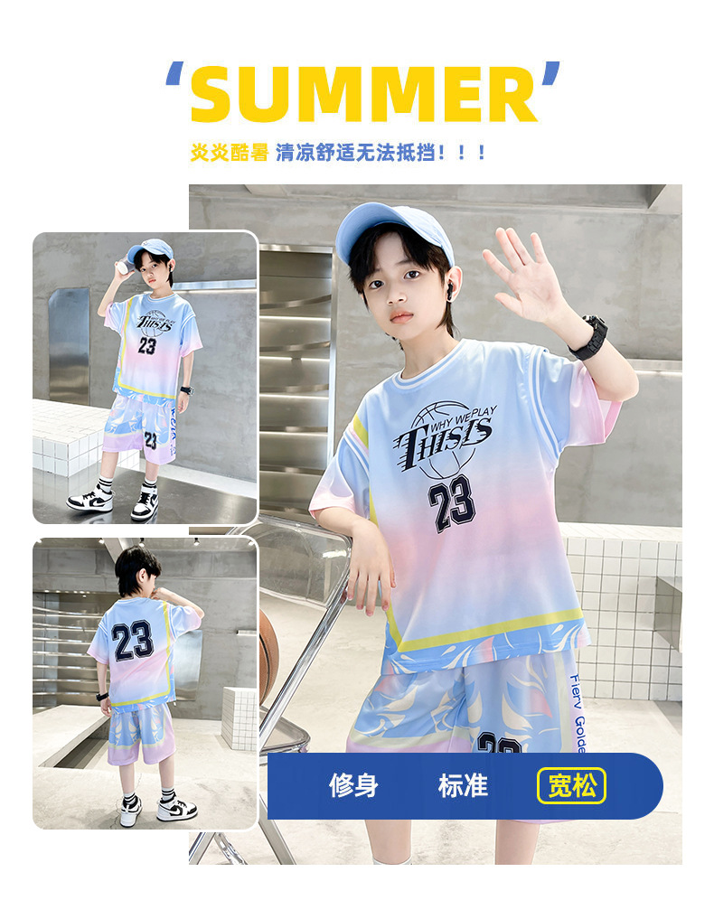 男童夏装球服篮球服速干套装男孩夏季中大童2023新款儿童运动球衣详情4