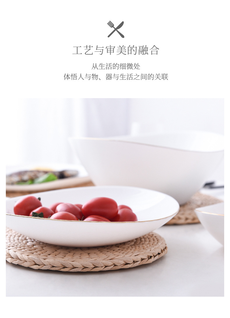 【白玉玻璃瓷纯白船形系列】雅致风格螺纹元宝碗沙拉碗详情9