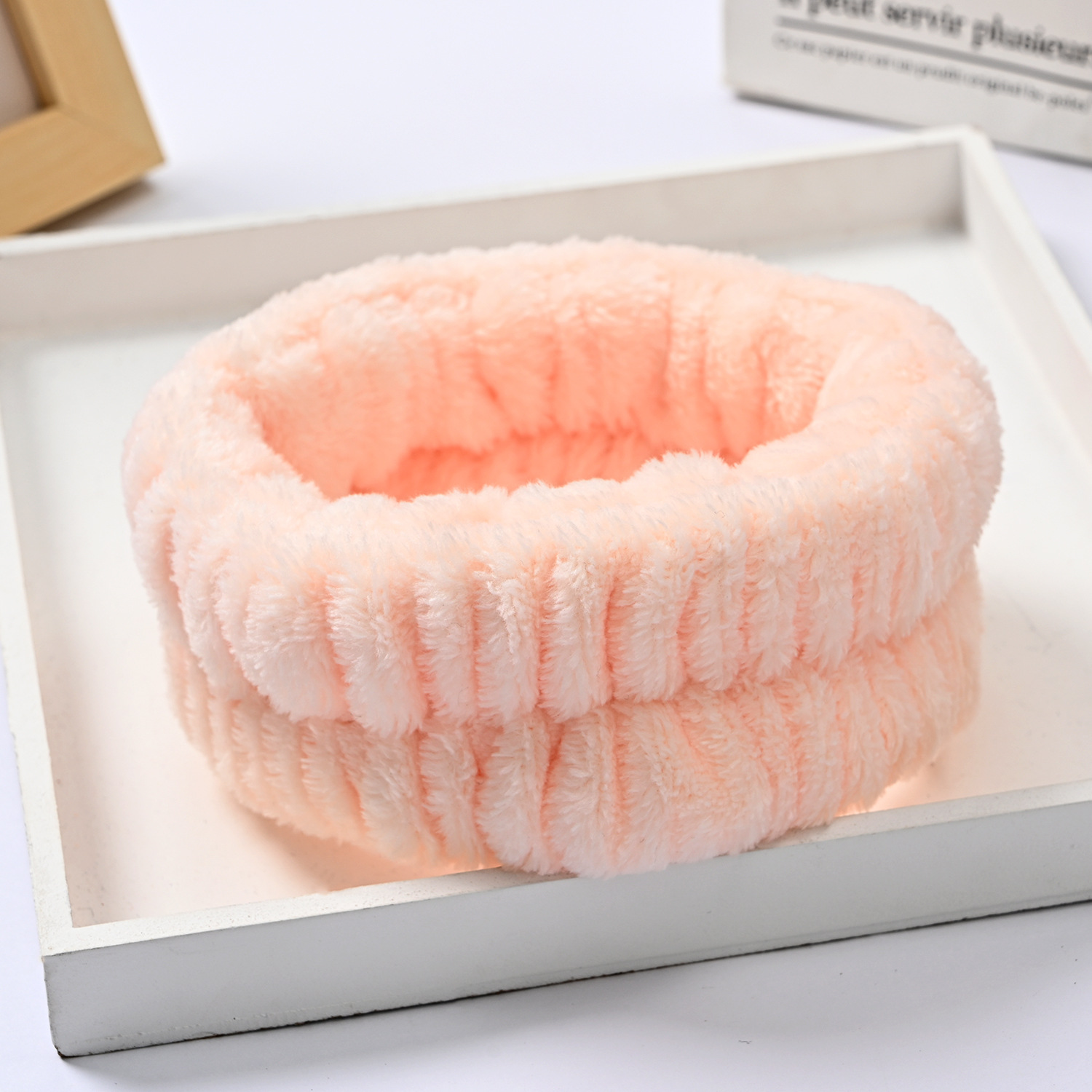 Bow face wash and hair band for girls wholesale solid color white matching makeup simple sweat-wiping wrist band flannel hair band pic 64