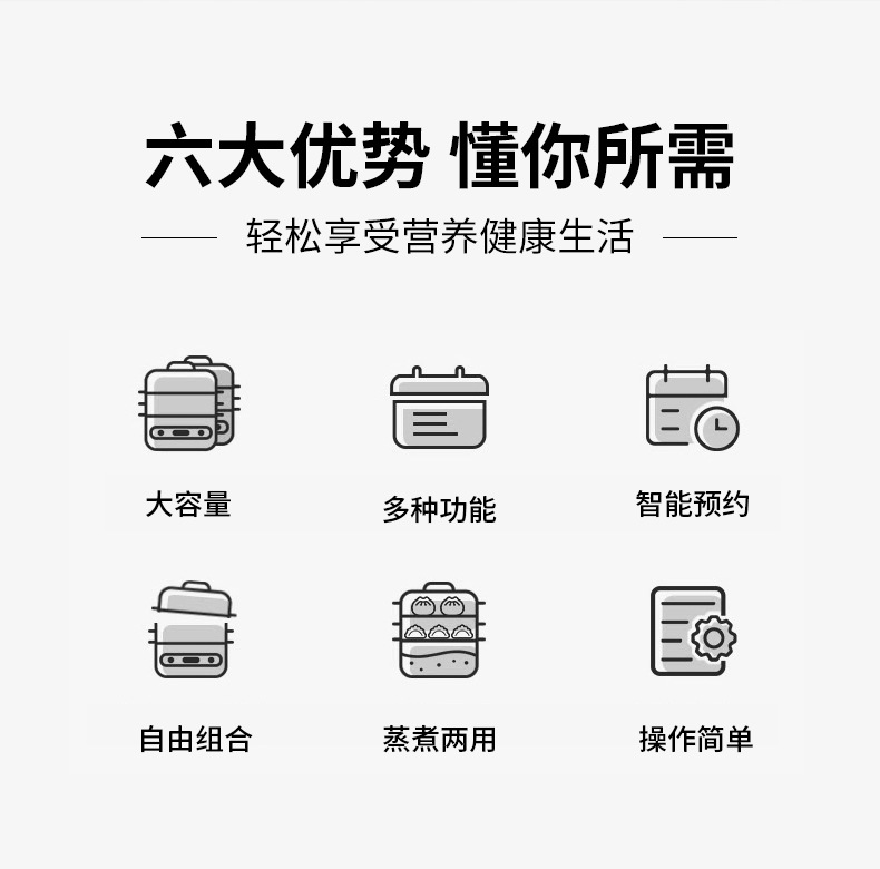 Three-layer electric steamer, transparent steam pot, time-scheduled steaming, boiling and stewing integrated breakfast machine, large-capacity electric steamer pic 4