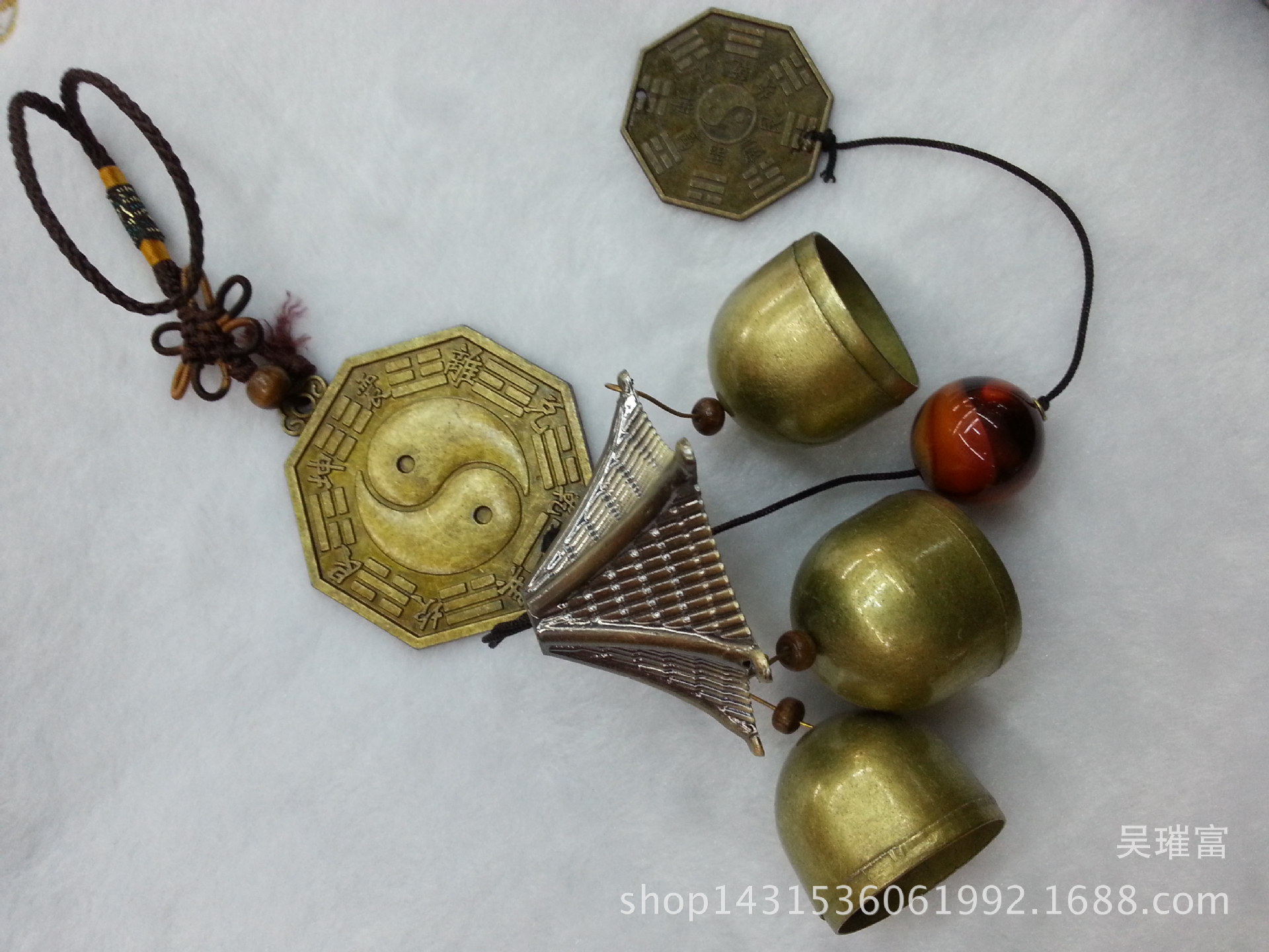 Copper wind chime hanging door decoration, pure copper bell bagua metal wind chime hanging piece pic 5