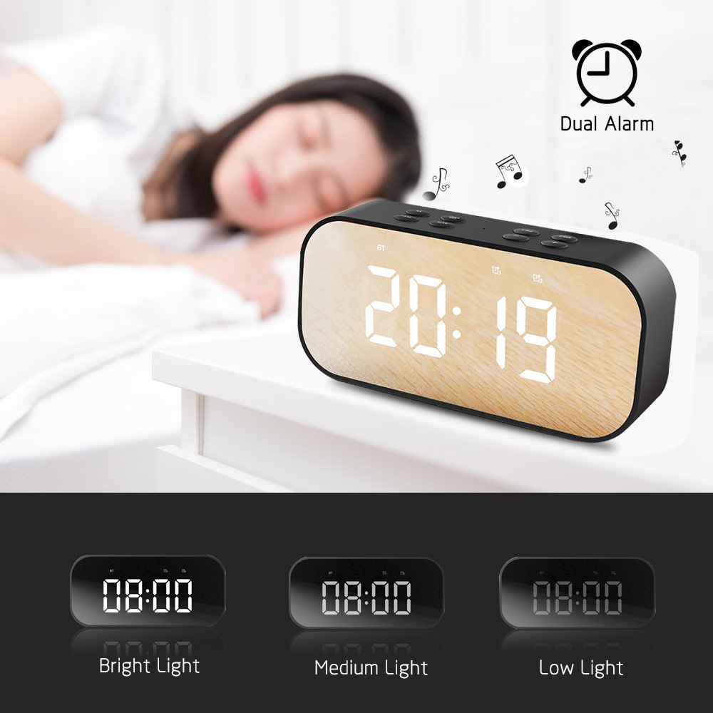 Bluetooth speaker, mini creative clock, portable card insert, heavy subwoofer, bedside mirror alarm clock, small speaker BT501 pic 14