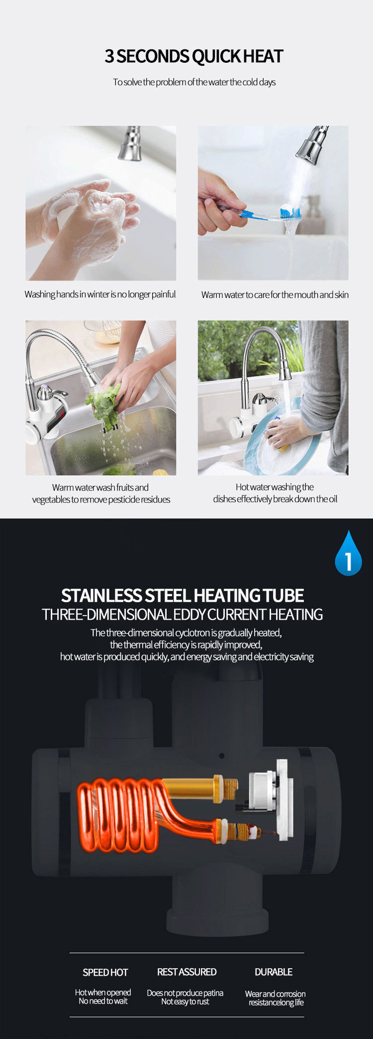 Factory direct sales of smart electric water faucet, instant heating type, rapid heating, digital display electric water heater faucet pic 35