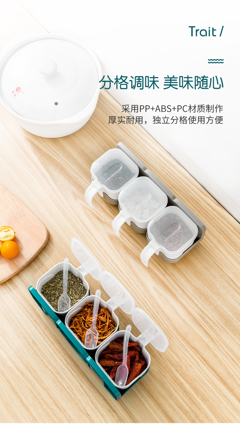 Factory direct sales, creative multi-purpose seasoning boxes with LIDS, kitchenware, plastic household wall-mounted salt shakers pic 3