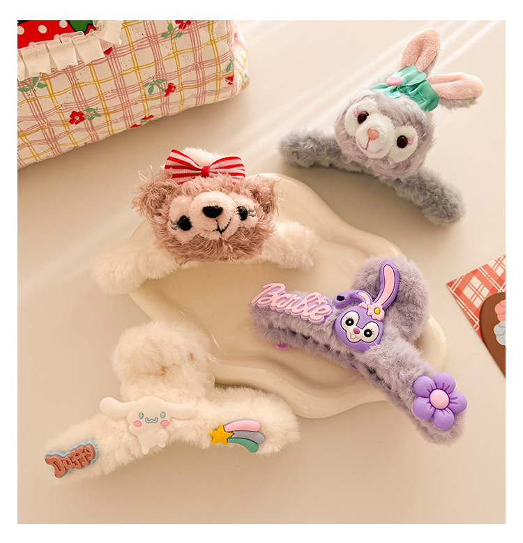 Cute and fluffy large strawberry bear clip cartoon hair clip, new autumn and winter sweet and girlish shark clip headwear pic 21