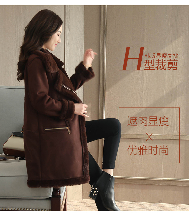 New mid-length cotton-padded jackets for women in winter, with thickened cotton-padded clothes made of deerskin, lambskin and fleece pic 6