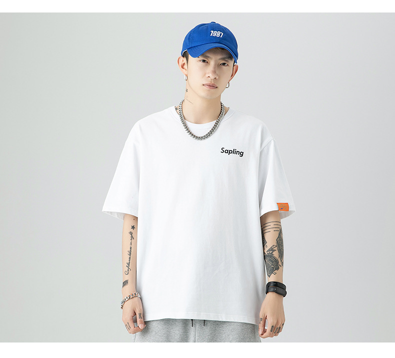 韩路日系男装 潮牌字母印花T恤男宽松百搭基础款纯棉情侣装短袖详情14
