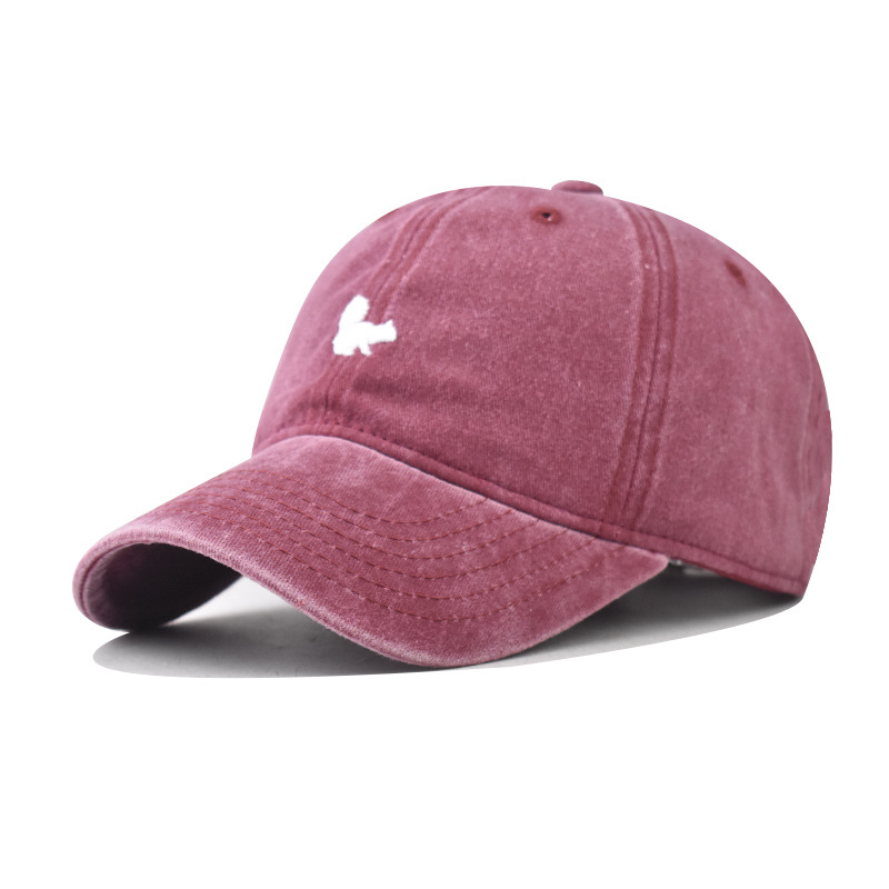 跨境纯棉水洗做旧可爱小松鼠绣花棒球帽男女户外四季款鸭舌帽详情6